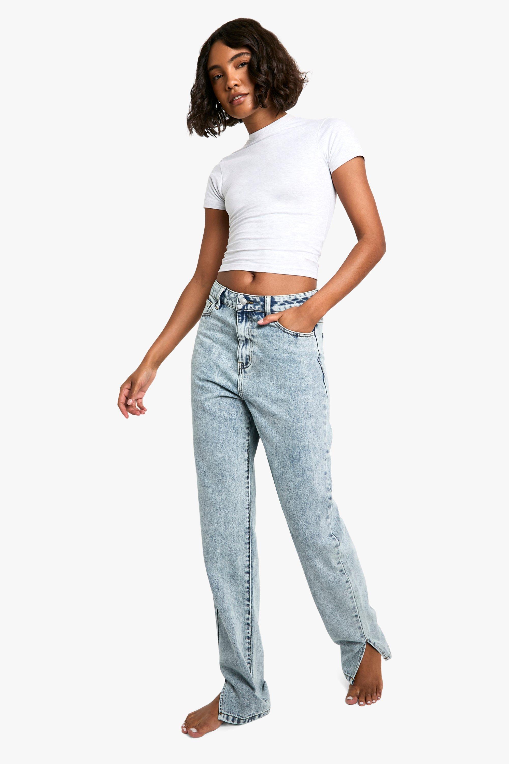 Tall Basics Split Hem Straight Leg Jeans | boohoo UK